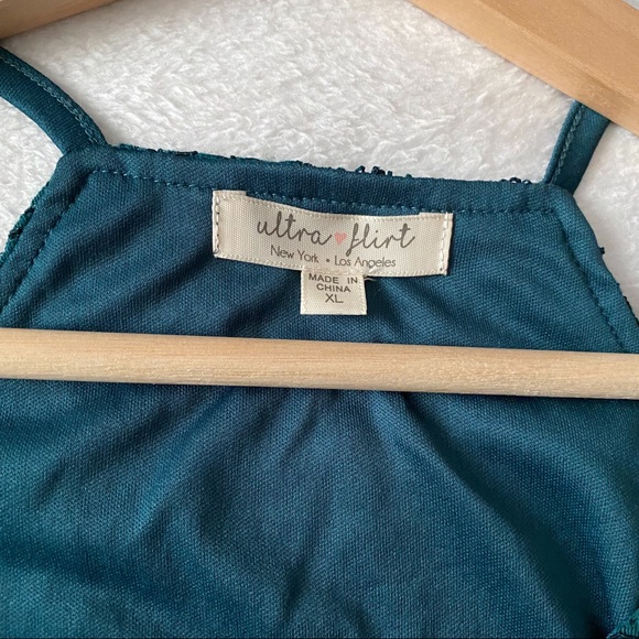 Dark Teal Cold Shoulder Lace Top - Picture 4 of 11